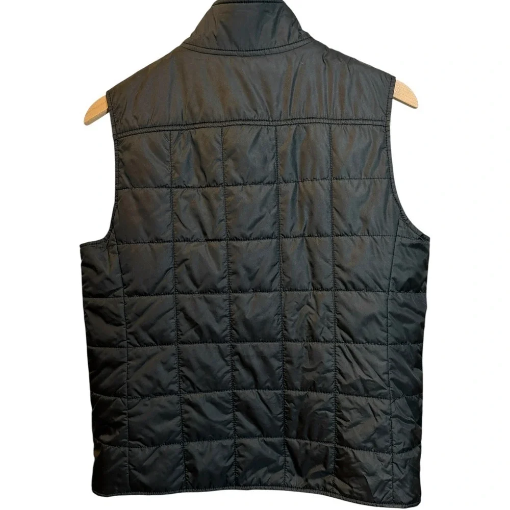 Tory Burch Black Quilted Puffer Vest Gold Logo Snap Button Preppy Luxury Large L